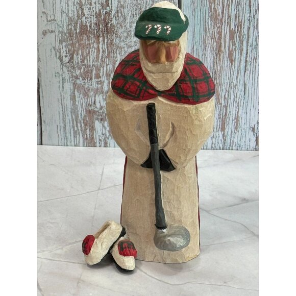 MacDonald Claus 1997 Carved Wood Scottish Golfer Figurine Scotland Signed Artist - Picture 3 of 10